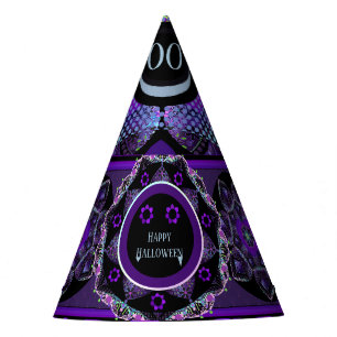 Purple umbrella & hearts .7 party hat