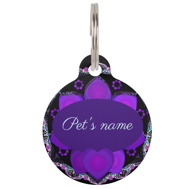 Purple umbrella & hearts .7 pet tag (Front)