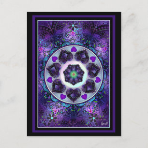 Purple umbrella & hearts.7 postcard