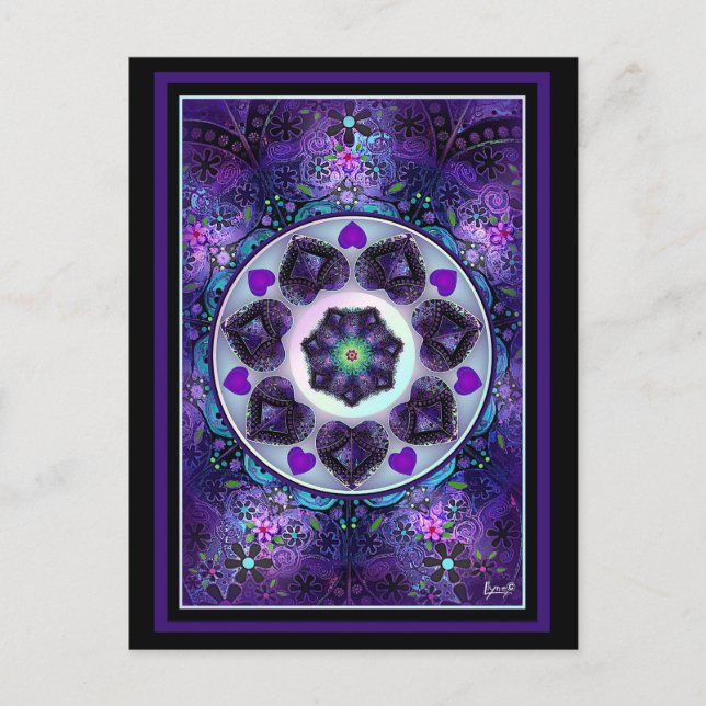 Purple umbrella & hearts.7 postcard (Front)