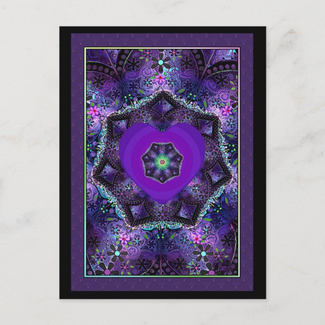 Purple umbrella & hearts.7 postcard (Front)