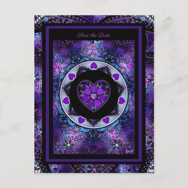 Purple umbrella & Hearts .7 Postcard (Front)