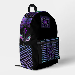 Purple umbrella & hearts .7 printed backpack