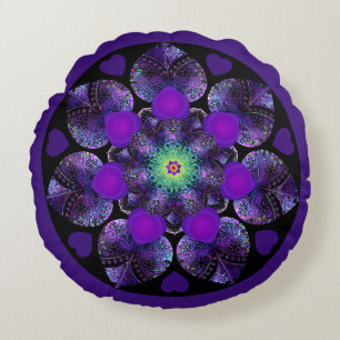 Purple umbrella & hearts .7 round cushion