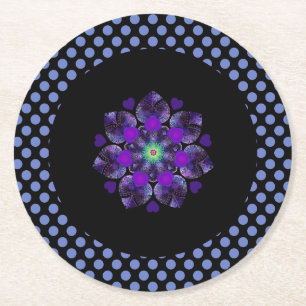 Purple umbrella & hearts .7 round paper coaster