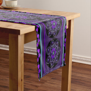 Purple umbrella & hearts .7 short table runner