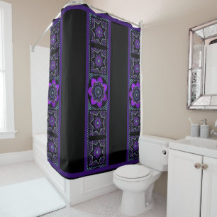 Purple umbrella & hearts .7 shower curtain