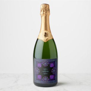 Purple umbrella & hearts .7 sparkling wine label