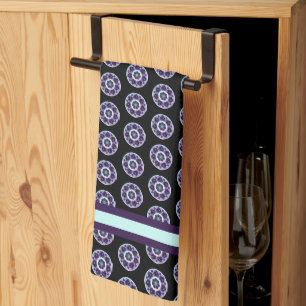 Purple umbrella & hearts .7 tea towel