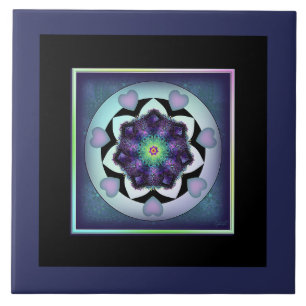 Purple umbrella & hearts .7 tile