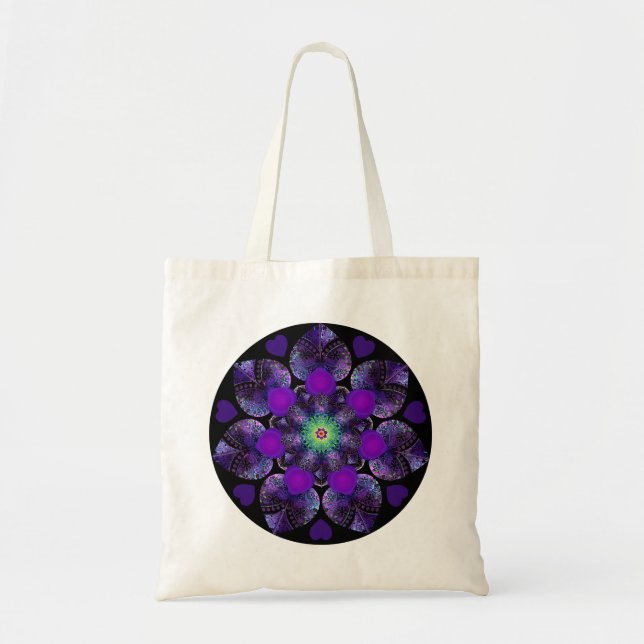 Purple umbrella & hearts .7 tote bag (Front)