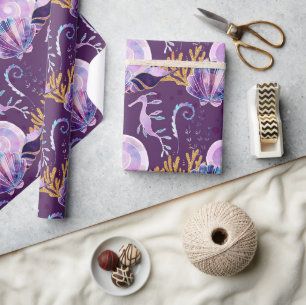 Purple Under the Sea with Glitter Wrapping Paper