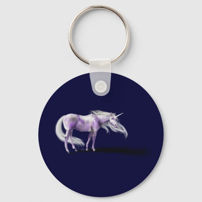 Purple Unicorn Badge Key Ring (Front)