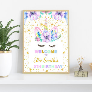 Purple Unicorn Birthday Party Welcome Sign