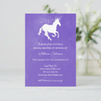 Purple Unicorn Bridal Shower Invite
