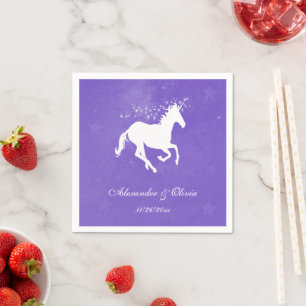 Purple Unicorn Bridal Shower Napkin