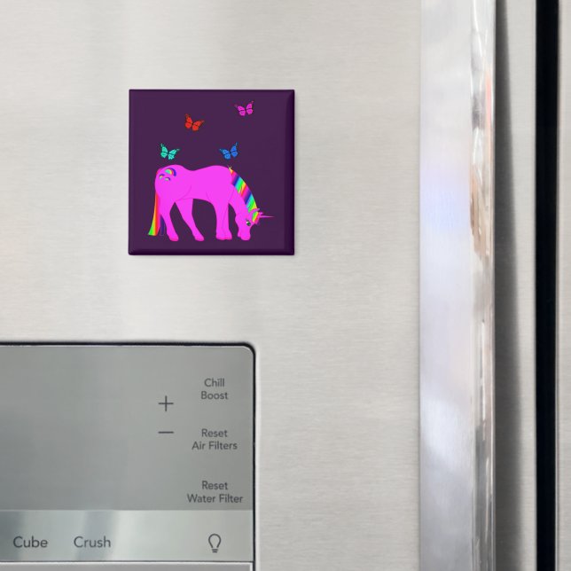 Purple Unicorn & Butterflies Magnet (In Situ (Fridge))
