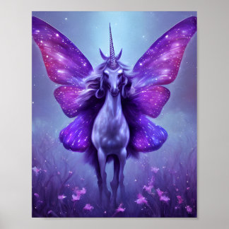 Purple unicorn Butterfly  Poster