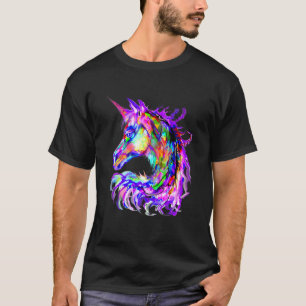 Purple Unicorn  Colourful Psychedelic Trippy Hippi T-Shirt