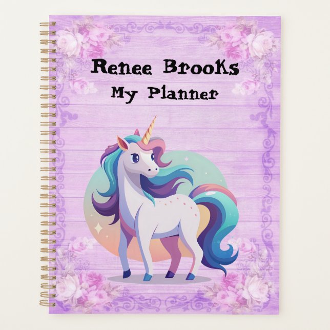 Purple Unicorn Custom  Planner (Front)