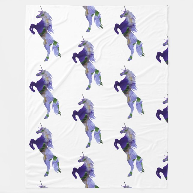 Purple Unicorn Fleece Blanket, Large (Front)
