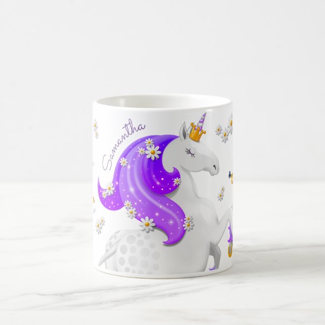 Purple Unicorn Flowers and a Golden Crown Mug (Center)