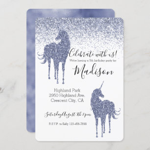 Purple Unicorn Glitter Invitation