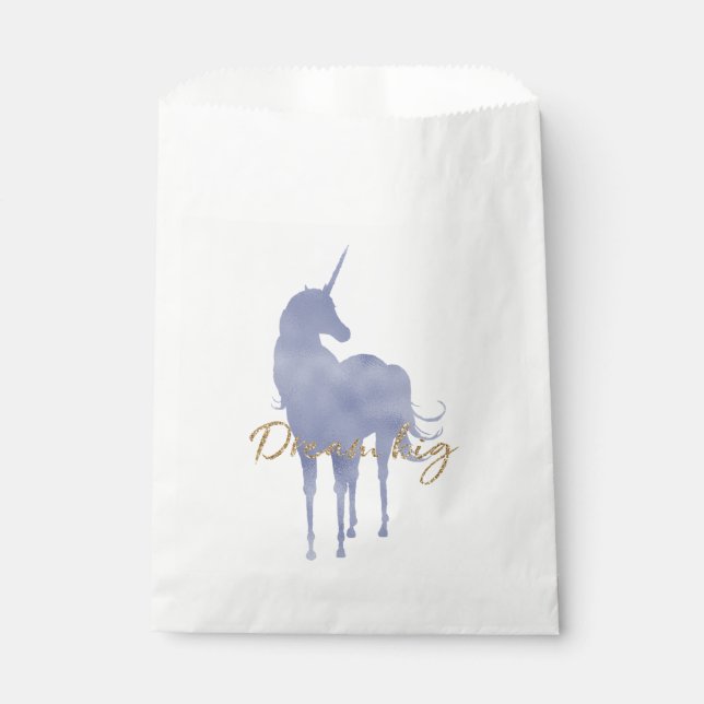 Purple Unicorn Gold Glitter Dream Big Sparkle Favour Bags (Front)