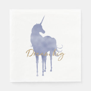 Purple Unicorn Gold Glitter Dream Big Sparkle Napkin