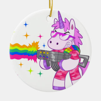 Purple Unicorn - Gun Ceramic Tree Decoration
