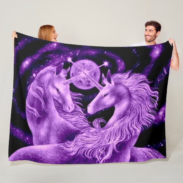 Purple Unicorn Lovers Satin Plush Fleece Blanket (In Situ)