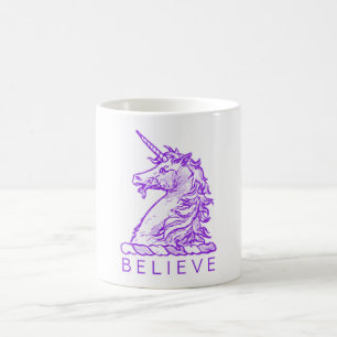 Purple Unicorn Magical Quote Believe or Name Coffee Mug