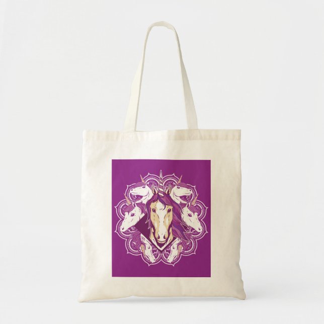 Purple Unicorn Mandala Tote Bag (Front)