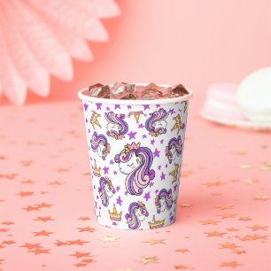 Purple Unicorn Paper Cups