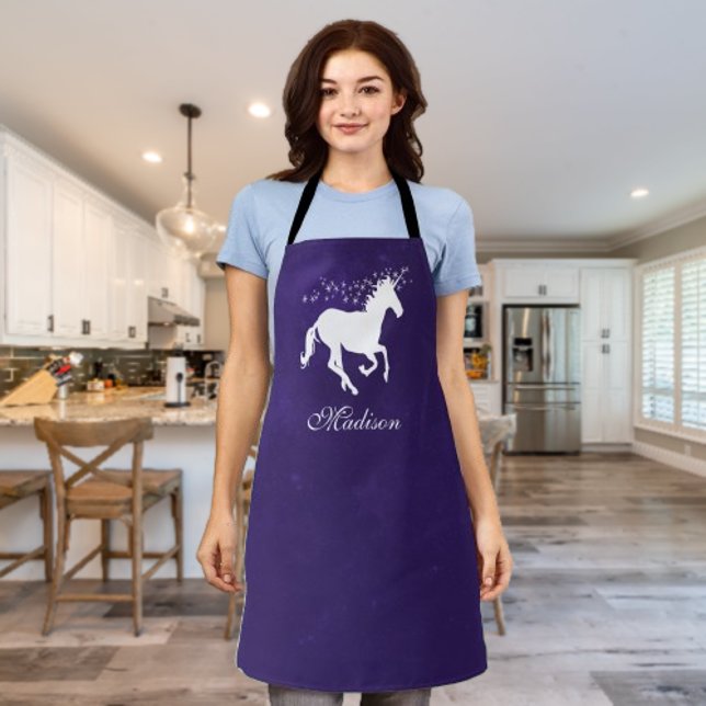 Purple Unicorn Personalised Apron (Purple Unicorn Personalized Apron)