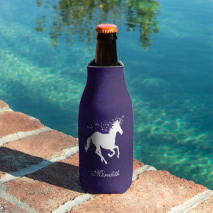 Purple Unicorn Personalised Bottle Cooler