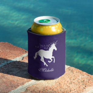 Purple Unicorn Personalised Can Cooler