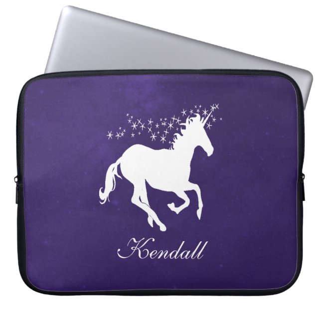 Purple Unicorn Personalised Laptop Sleeve (Front)
