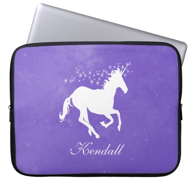Purple Unicorn Personalised Laptop Sleeve (Front)