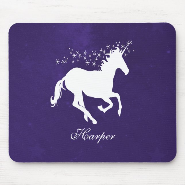 Purple Unicorn Personalised Mouse Pad (Front)