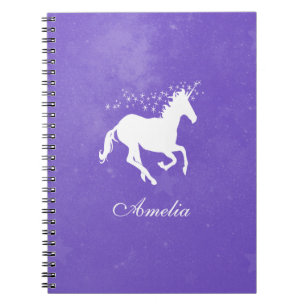 Purple Unicorn Personalised Notebook