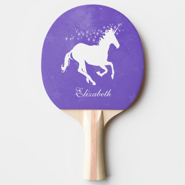Purple Unicorn Personalised Ping Pong Paddle (Front)