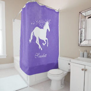 Purple Unicorn Personalised Shower Curtain