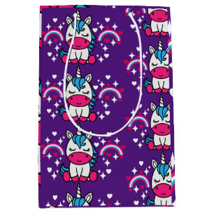 Purple Unicorn Pony Birthday Medium Gift Bag