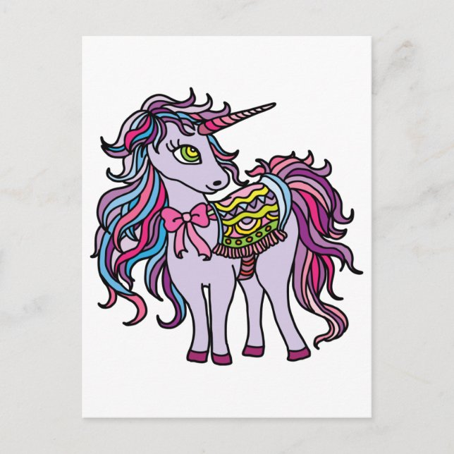 Purple Unicorn Postcard (Front)