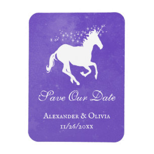 Purple Unicorn Save The Date Magnet