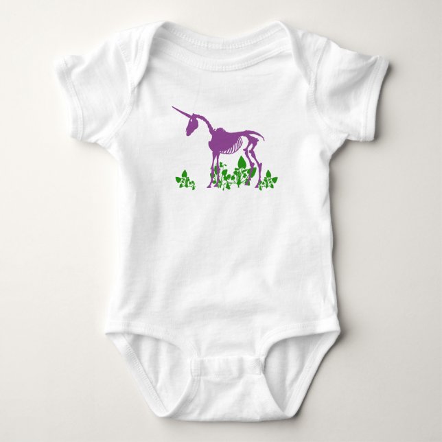 Purple Unicorn Skeleton Baby Bodysuit (Front)