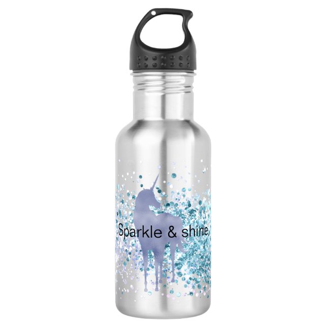 Purple Unicorn Sparkle Aqua Glittery Confetti      532 Ml Water Bottle (Front)