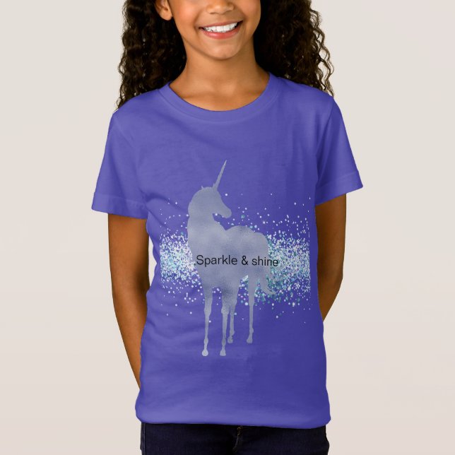 Purple Unicorn Sparkle Aqua Glittery Confetti  T-Shirt (Front)