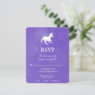 Purple Unicorn Wedding RSVP Card